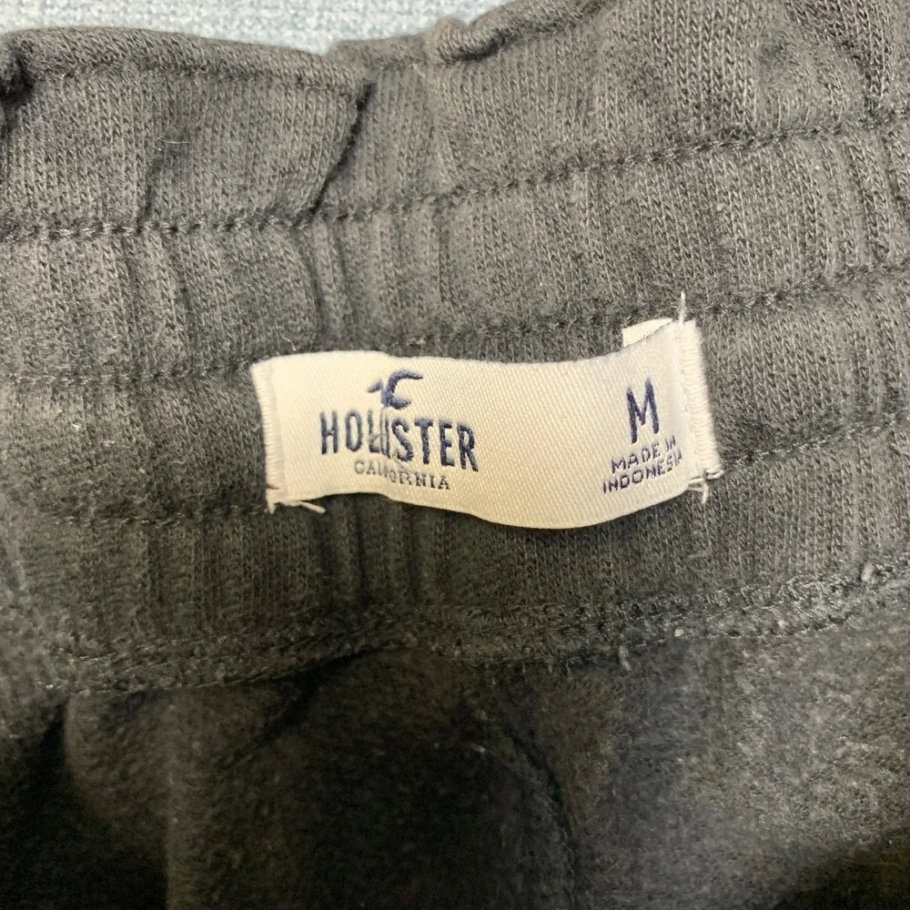 Hollister Joggers Sweatpants Mens Medium Black Tapered Drawstring Logo Athletic